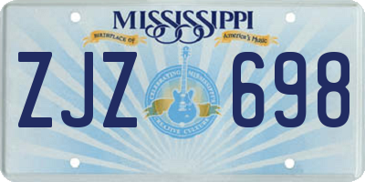 MS license plate ZJZ698