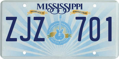 MS license plate ZJZ701