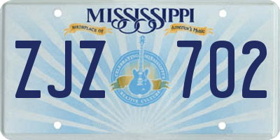 MS license plate ZJZ702