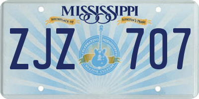 MS license plate ZJZ707