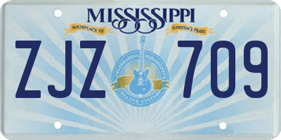 MS license plate ZJZ709