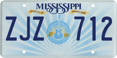 MS license plate ZJZ712