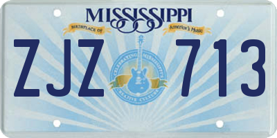 MS license plate ZJZ713