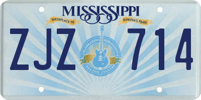 MS license plate ZJZ714