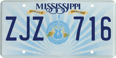MS license plate ZJZ716