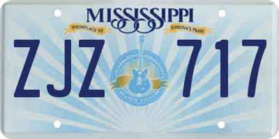 MS license plate ZJZ717