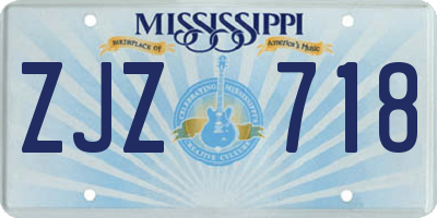 MS license plate ZJZ718