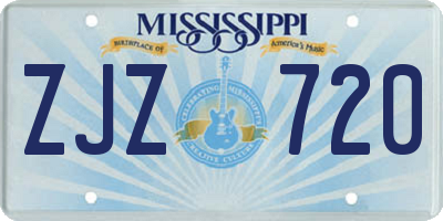 MS license plate ZJZ720
