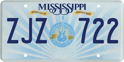 MS license plate ZJZ722