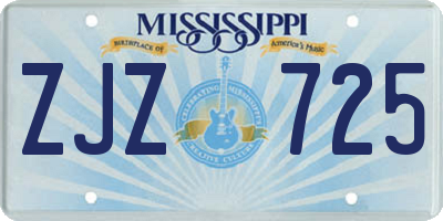 MS license plate ZJZ725