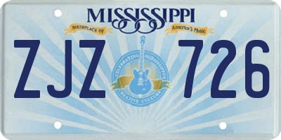 MS license plate ZJZ726