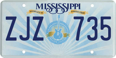 MS license plate ZJZ735