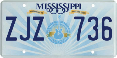 MS license plate ZJZ736