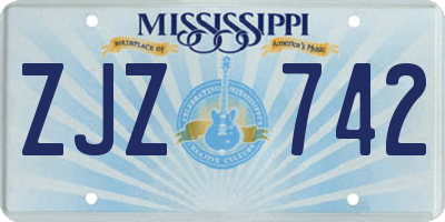 MS license plate ZJZ742