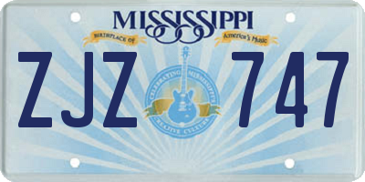 MS license plate ZJZ747