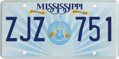 MS license plate ZJZ751