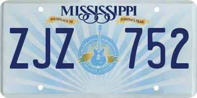 MS license plate ZJZ752