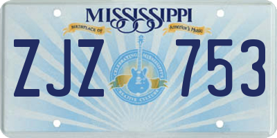 MS license plate ZJZ753