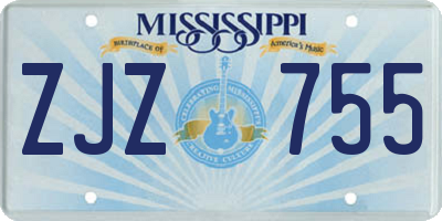 MS license plate ZJZ755