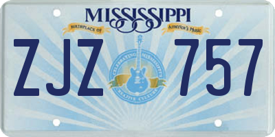 MS license plate ZJZ757