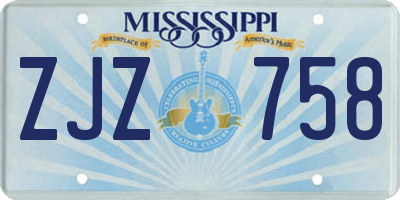 MS license plate ZJZ758
