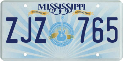 MS license plate ZJZ765