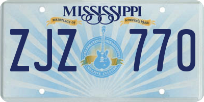 MS license plate ZJZ770