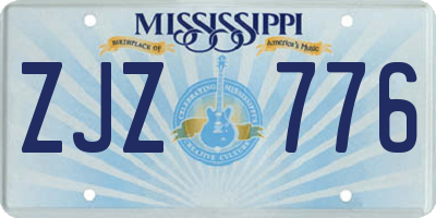 MS license plate ZJZ776