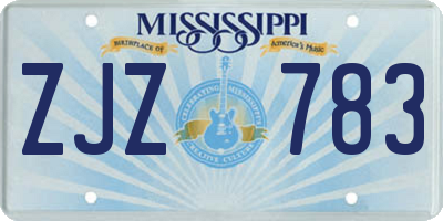 MS license plate ZJZ783