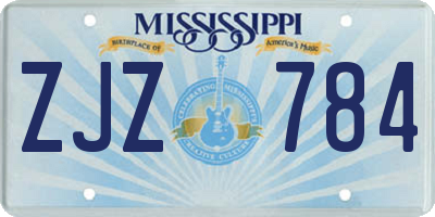 MS license plate ZJZ784