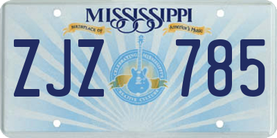 MS license plate ZJZ785
