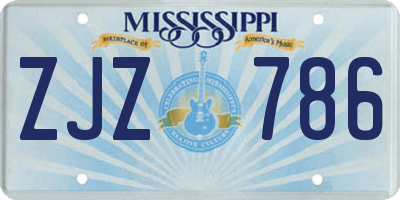 MS license plate ZJZ786
