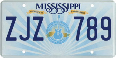 MS license plate ZJZ789