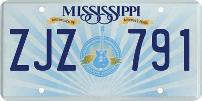 MS license plate ZJZ791