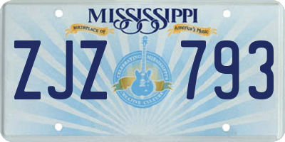 MS license plate ZJZ793