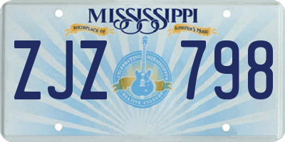 MS license plate ZJZ798
