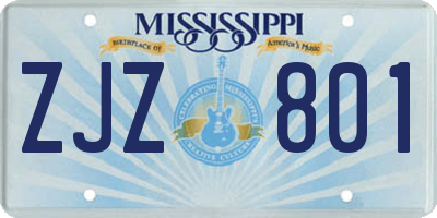 MS license plate ZJZ801