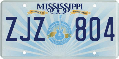 MS license plate ZJZ804