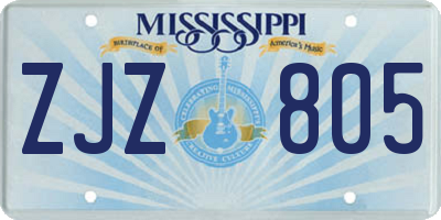MS license plate ZJZ805