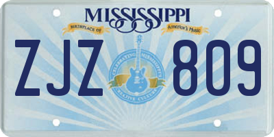 MS license plate ZJZ809