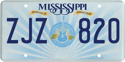 MS license plate ZJZ820