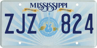 MS license plate ZJZ824