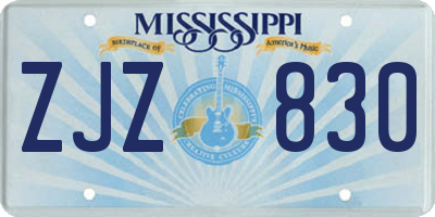 MS license plate ZJZ830