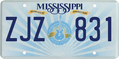 MS license plate ZJZ831