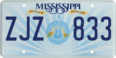 MS license plate ZJZ833