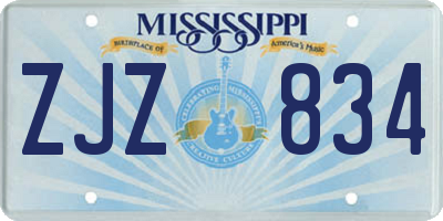 MS license plate ZJZ834