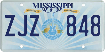 MS license plate ZJZ848