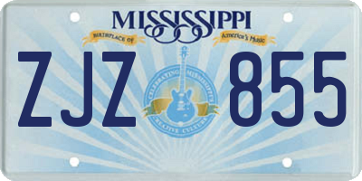 MS license plate ZJZ855