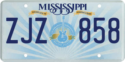 MS license plate ZJZ858