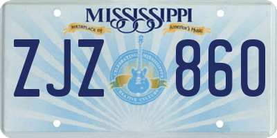 MS license plate ZJZ860